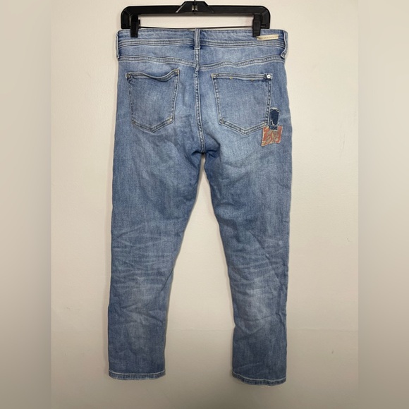 Anthropologie Pilcro Village Straight Jeans In Light Patchwork Slim Boyfriend 28 - Picture 4 of 9
